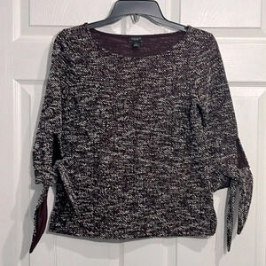 Ann Taylor Factory Burgundy, black and white speckled top. Size XS